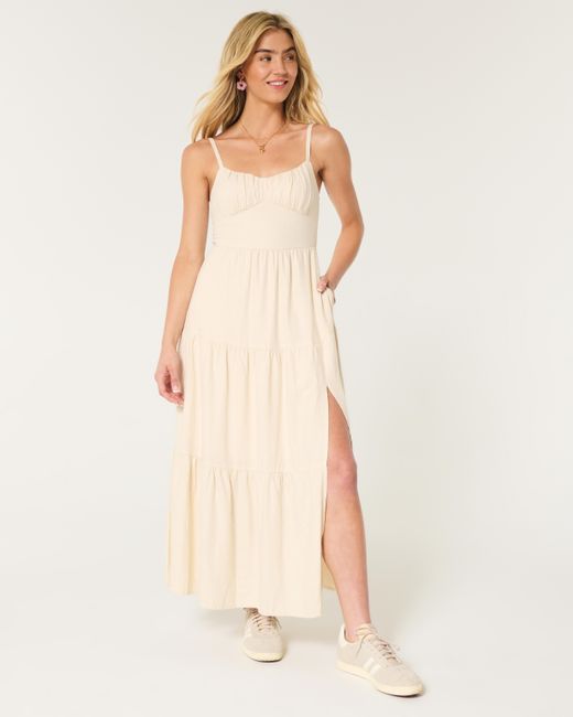 Hollister Natural Linen Blend Maxi Dress