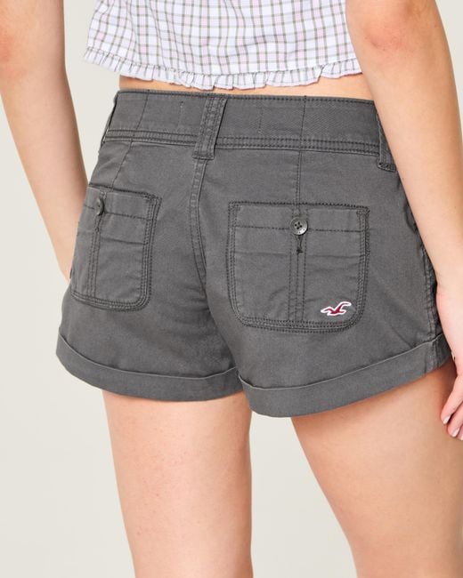 Hollister Black Twill Utility Mini Shorts