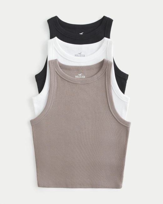 Hollister Gray Ribbed High-neck Tank 3-pack