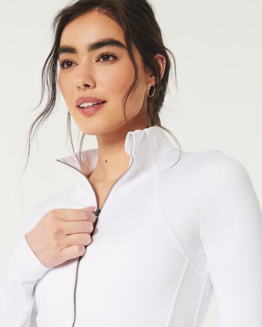Hollister White Gilly Hicks Active Recharge Zip-up Jacket