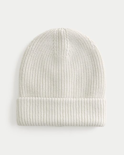 Hollister White Knit Beanie for men