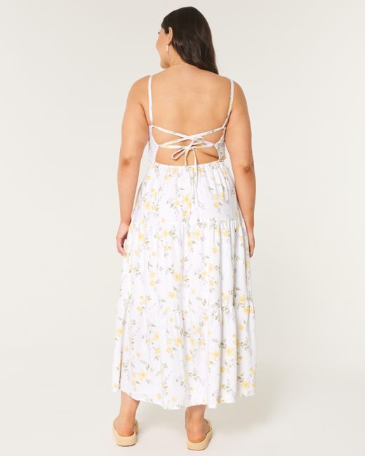 Hollister White Linen Blend Maxi Dress