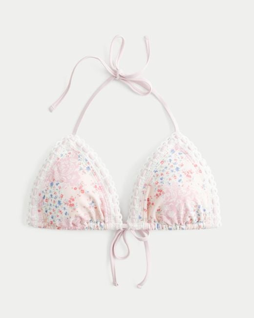 Hollister Natural Crochet-style Mixed Triangle Bikini Top