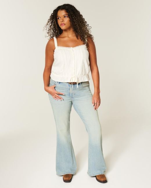 Hollister Blue High-rise Light Wash Star Pocket Flare Jeans