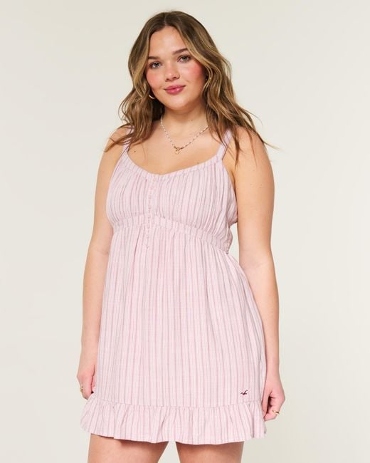 Hollister Pink Button Front Mini Dress