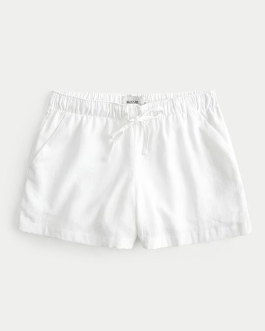 Hollister White Hollister Ella Linen-blend Pull-on Shorts