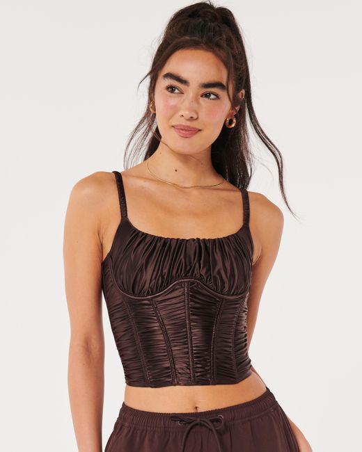 Hollister Brown Gilly Hicks Ruched Satin Bustier