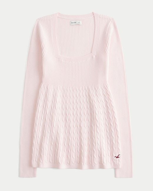 Hollister Pink Long-sleeve Square-neck Babydoll