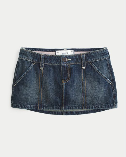Hollister Blue Ultra Low-rise Denim Micro Mini Skort