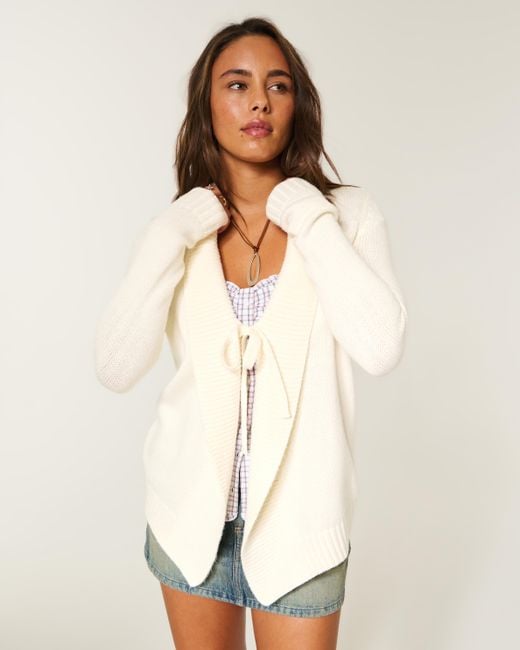 Hollister White Boho Tie Front Cardigan