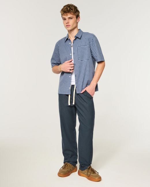 Hollister Blue Linen-blend Loose Pull-on Pants for men