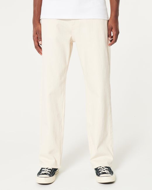 Hollister Natural Premium White Baggy Jeans for men