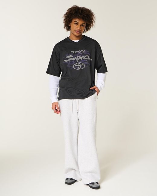 Hollister Black Baggy Toyota Supra Graphic Football Jersey for men