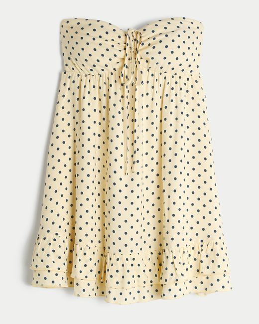 Hollister Natural Strapless Babydoll Mini Dress