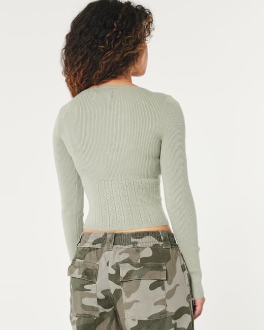 Hollister Green Textured Scoop Sweater