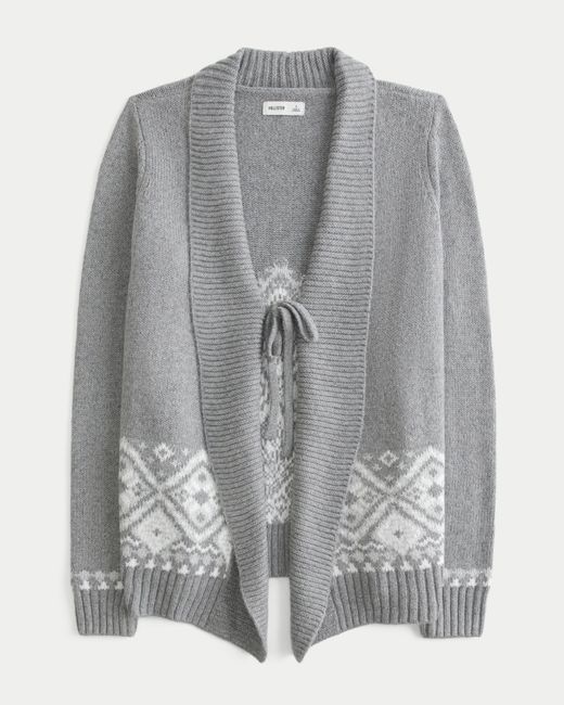 Hollister Gray Boho Tie Front Cardigan