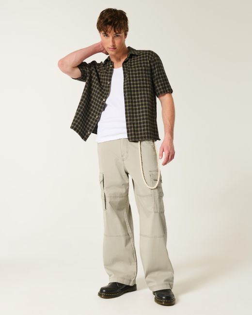 Hollister Gray Super Baggy Cargo Pants for men
