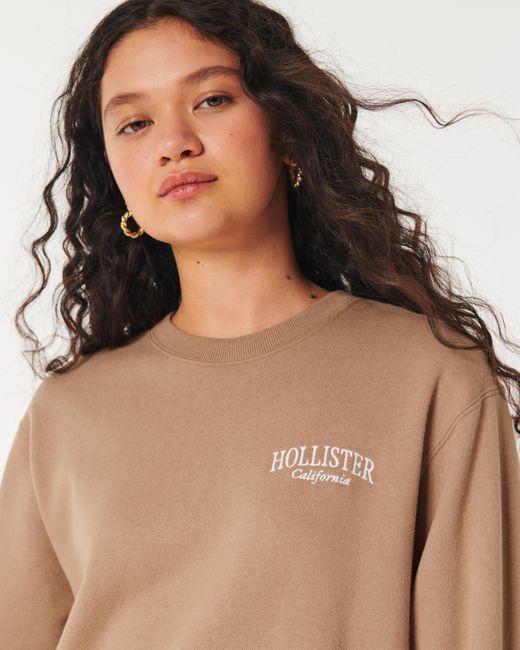 Hollister Natural Easy Logo Crew Sweatshirt