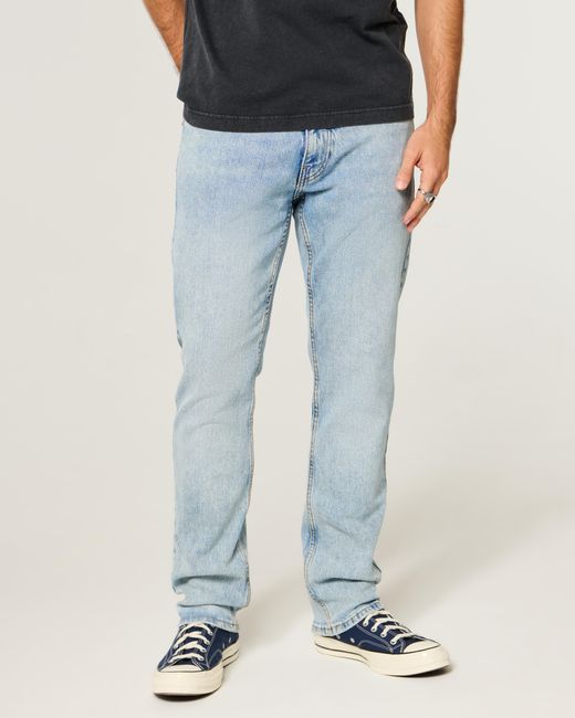 Hollister Blue Light Wash Slim Straight Jeans for men