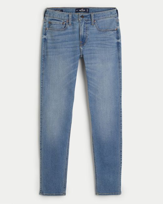 Hollister Blue Medium Wash Super Skinny Jeans for men