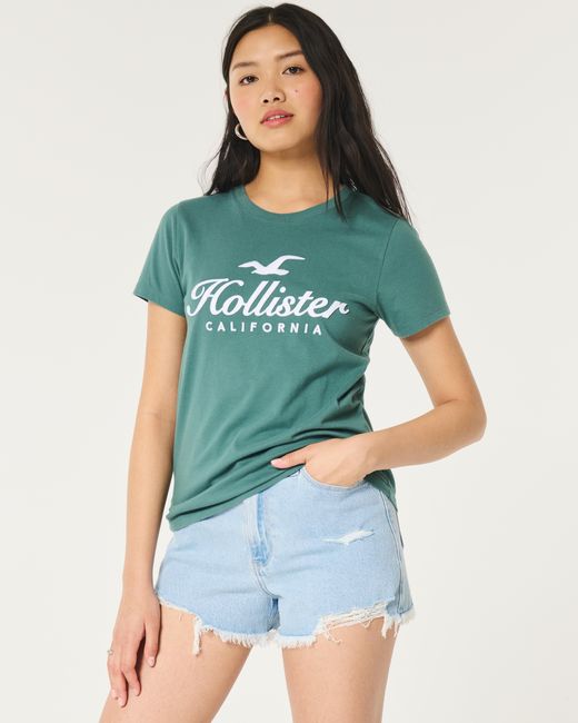 Hollister Green Easy Logo Graphic Tee