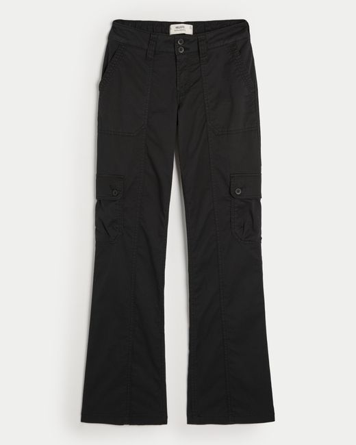Hollister Black Mid-rise Relaxed Cargo Boot Pants