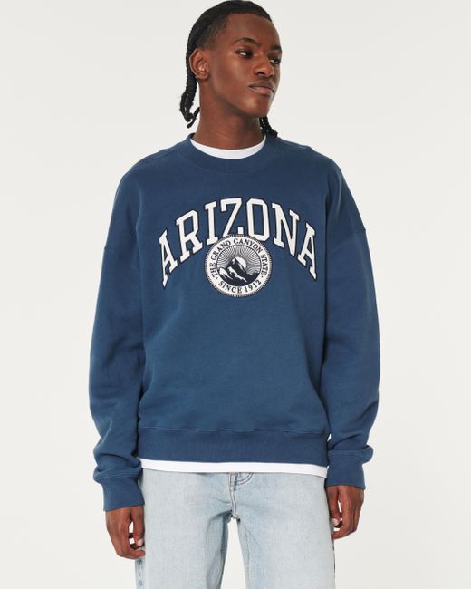 Hollister Blue Arizona Graphic Crew Sweatshirt for men