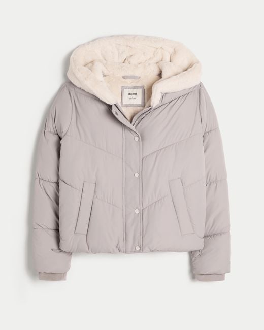 Hollister Gray Ultimate Cozy Lined Puffer Jacket