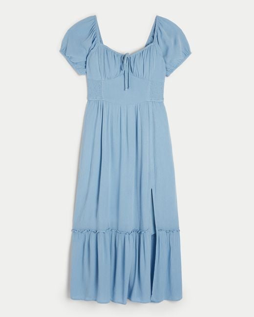 Hollister Blue Hollister Sofia Side-smocked Midi Dress