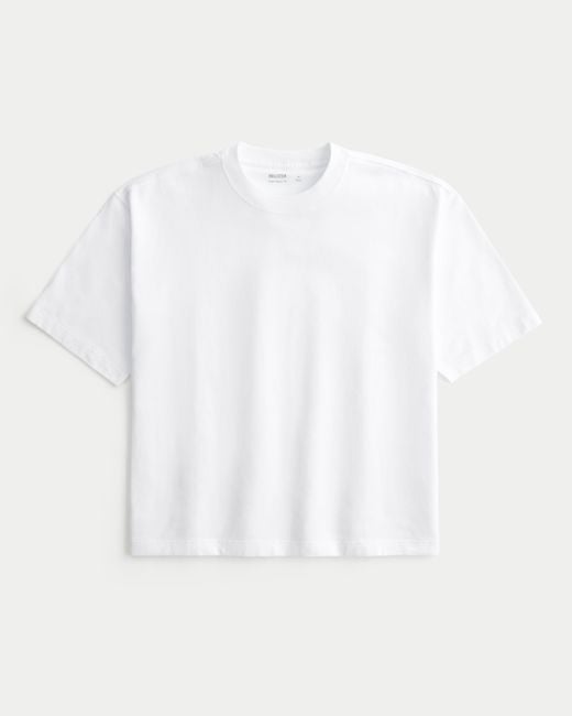 Hollister White Super Boxy Crew T-shirt for men
