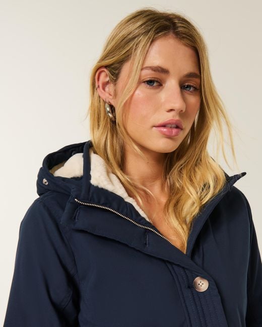 Hollister Blue Faux Fur-lined Parka