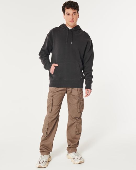 Hollister Black Relaxed Heavyweight Hoodie for men