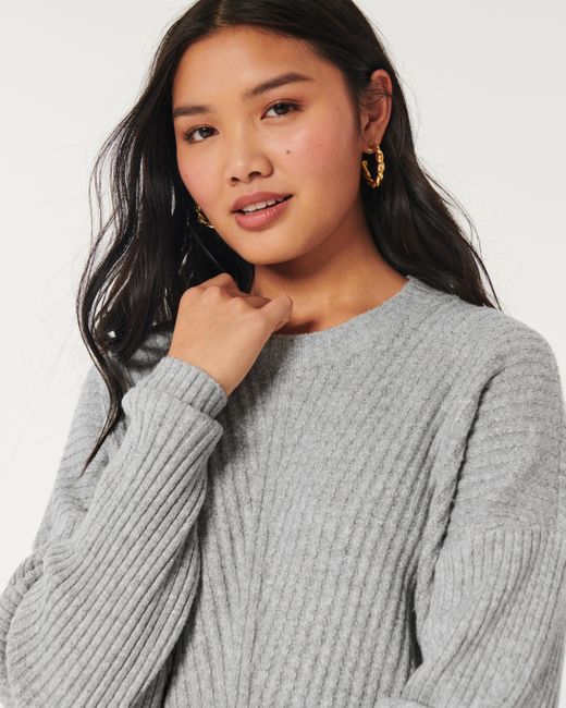 Hollister Gray Easy Cozy Ribbed Crew Sweater
