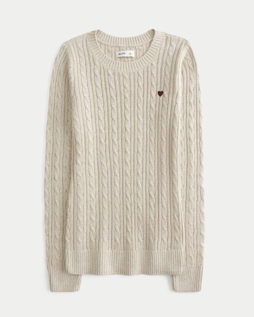 Hollister Natural Cable-knit Heart Crew Sweater