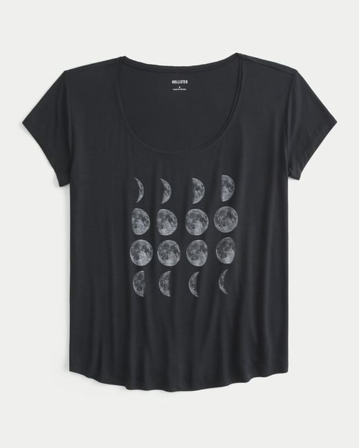 Hollister Black Easy Moon Phase Graphic Tee
