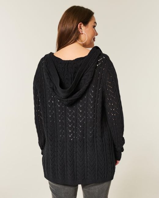 Hollister Stitchy Hooded No-close Cardigan in Black Lyst UK