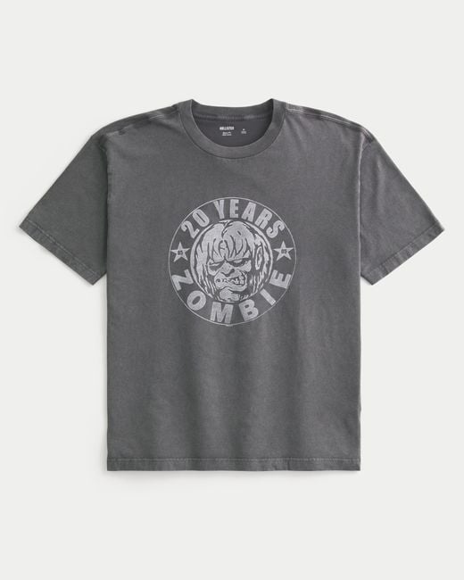 Hollister Gray Boxy Rob Zombie Graphic Tee for men