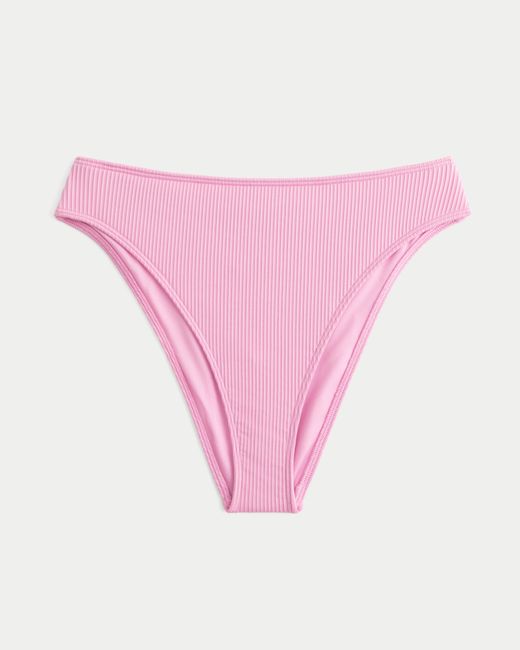Hollister Pink Curvy High-leg High-waist Rib Cheeky Bikini Bottom