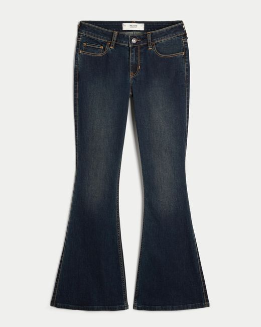 Hollister Blue Low-rise Dark Wash Flare Jeans
