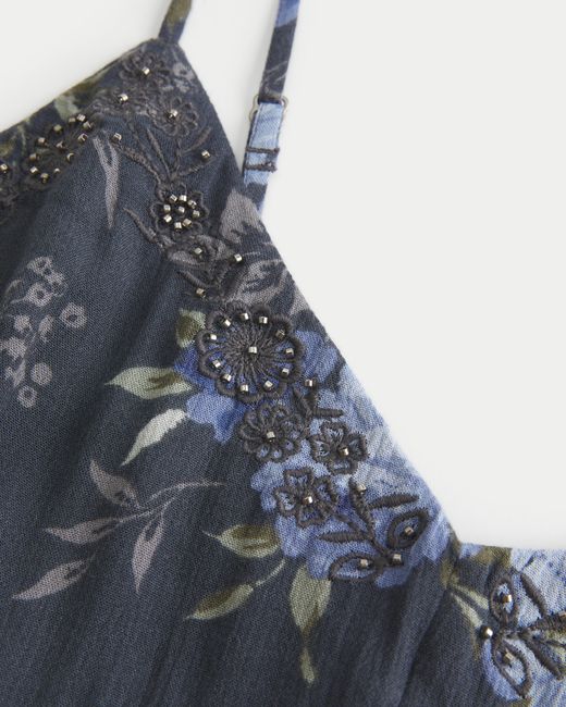 Hollister Blue Embroidered Mini Dress
