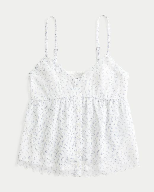Hollister White Easy Chiffon Babydoll Top