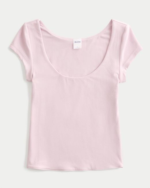 Hollister Pink Must-have Basics Scoop/crew T-shirt