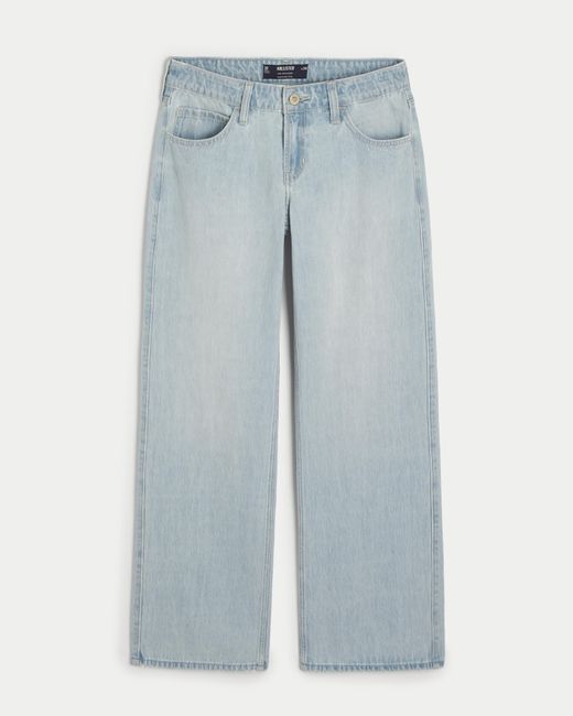Hollister Blue Low-rise Light Wash Baggy Jeans