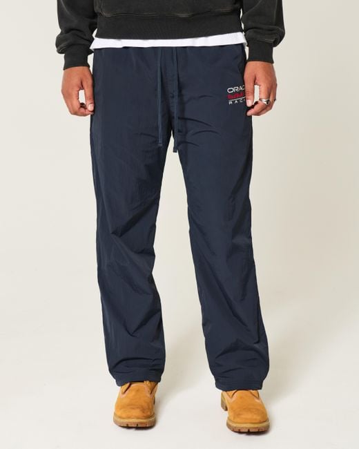 Hollister Blue Oracle Red Bull Racing Graphic Baggy Track Pants for men
