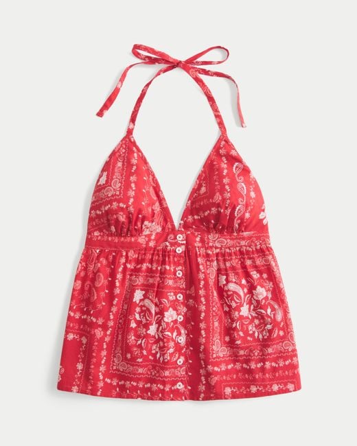 Hollister Red Easy Halter Blouse