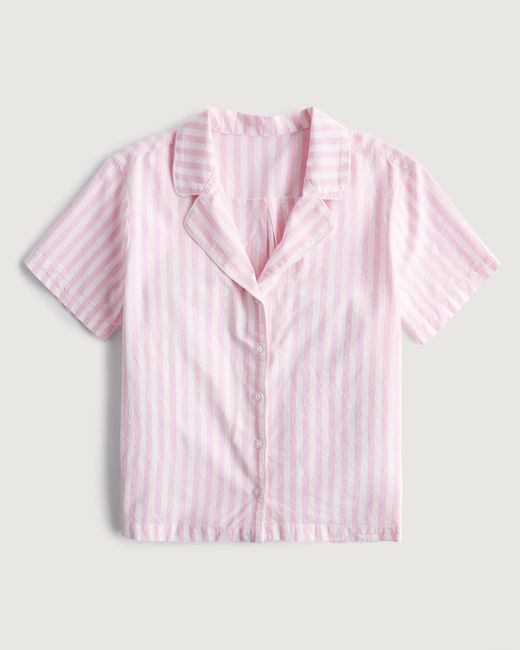 Hollister Pink Gilly Hicks Lightweight Woven Short-sleeve Shirt