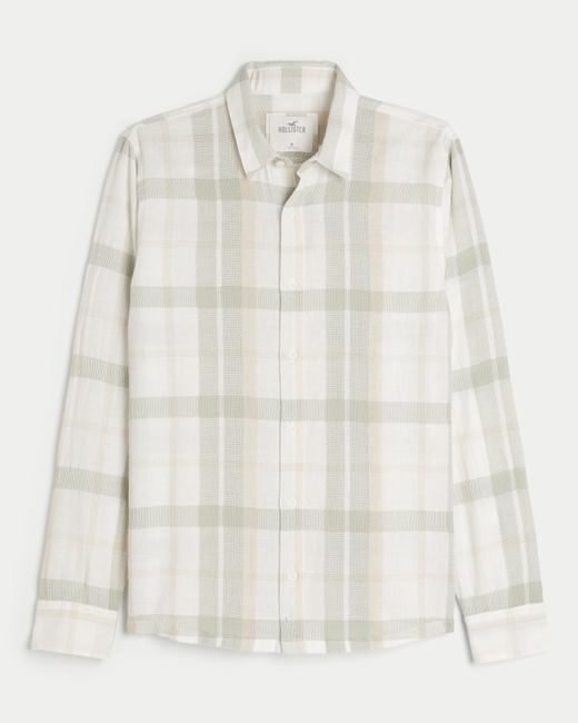 Hollister Hemd in Dobby Weave mit durchgehendem Knopfverschluss in White für Herren