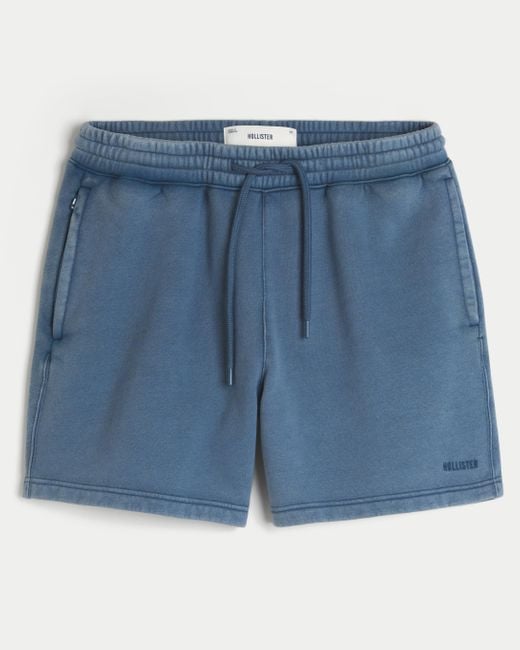Hollister Blue Mid-thigh Loose Fleece Shorts for men