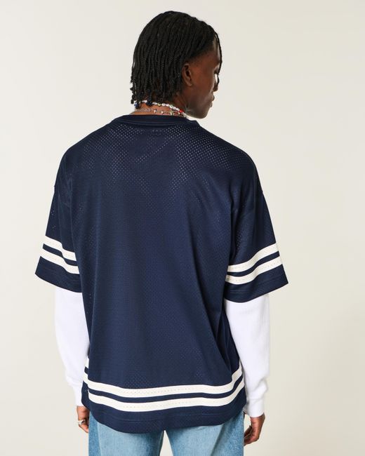 Hollister Blue Baggy Ford Graphic Football Jersey for men