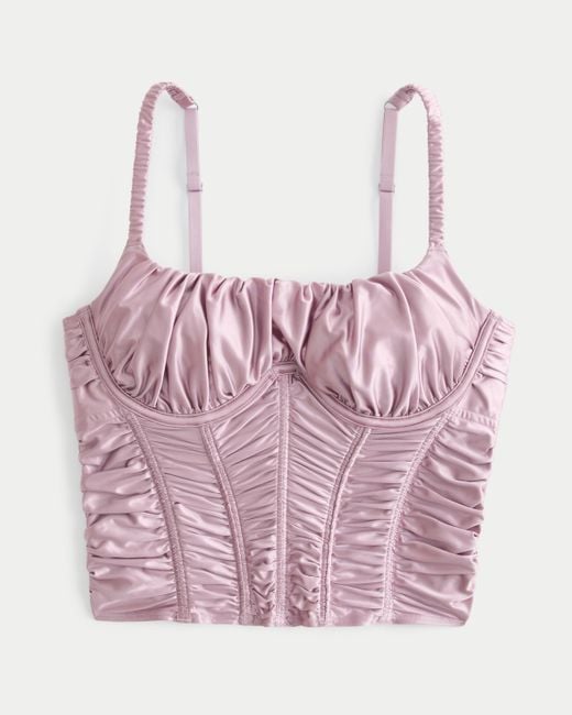 Hollister Pink Gilly Hicks Ruched Satin Bustier